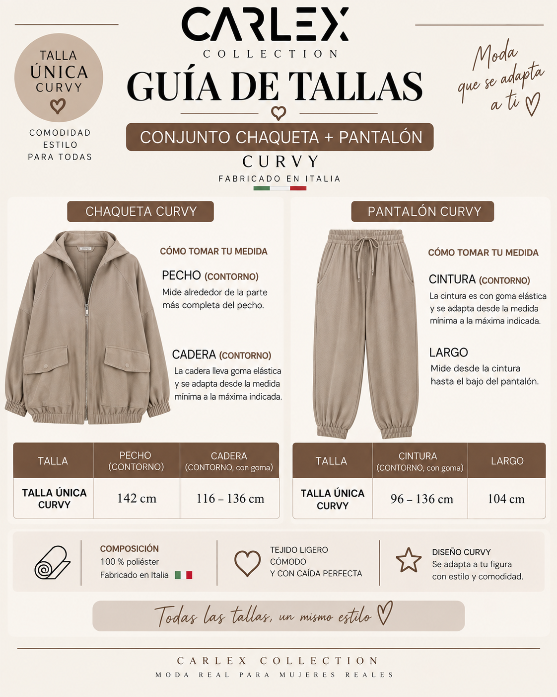 Conjunto Curvy chaqueta+pantalón Zarel